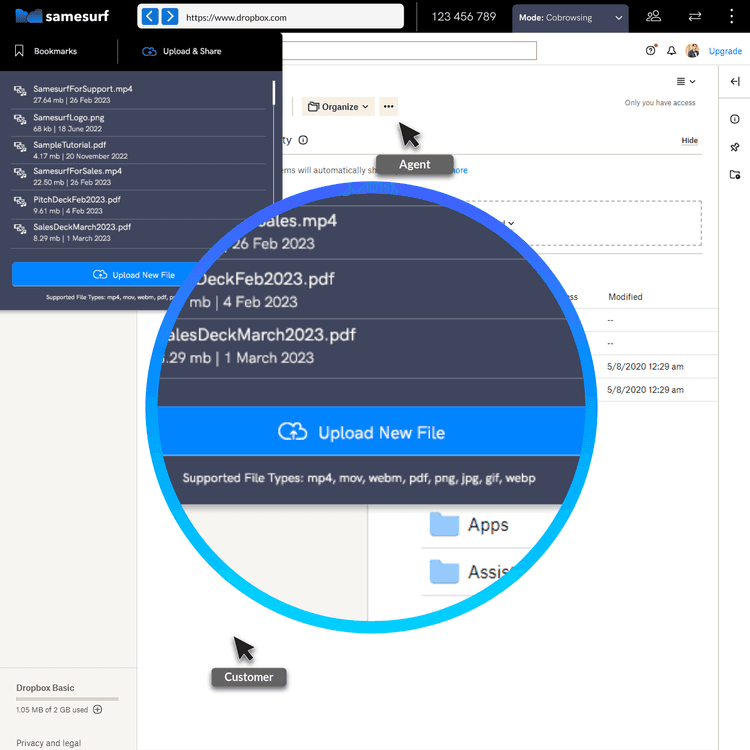 Samesurf Features - Upload & Share
